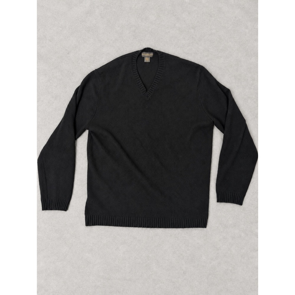 Banana Republic 100% Cashmere Sweater Mens L Black V-Neck Made in Hong Kong Y2K